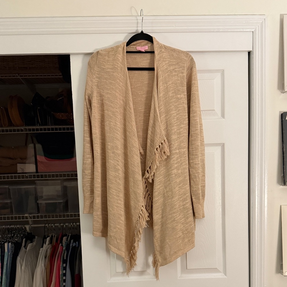 Lilly Pulitzer Beige Fringe Cardigan